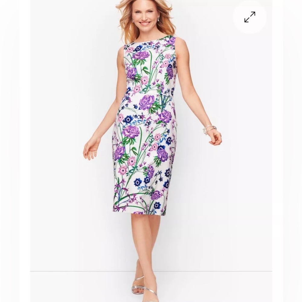 Talbots SATEEN BOTANICAL GARDENS SHEATH DRESS Size 2 New Short Sleeveless
